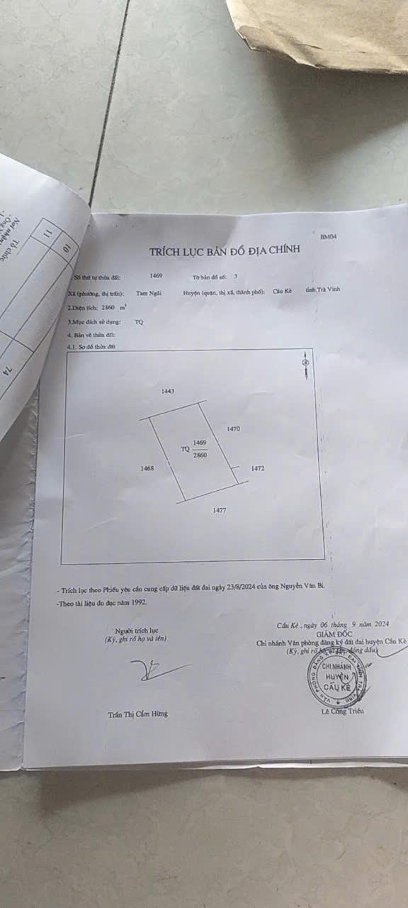 Bán 510m2 Đất CLN Chính Chủ Vị Trí Đẹp Tại Xã Tam Ngãi, Huyện Cầu Kè, Trà Vinh2086698