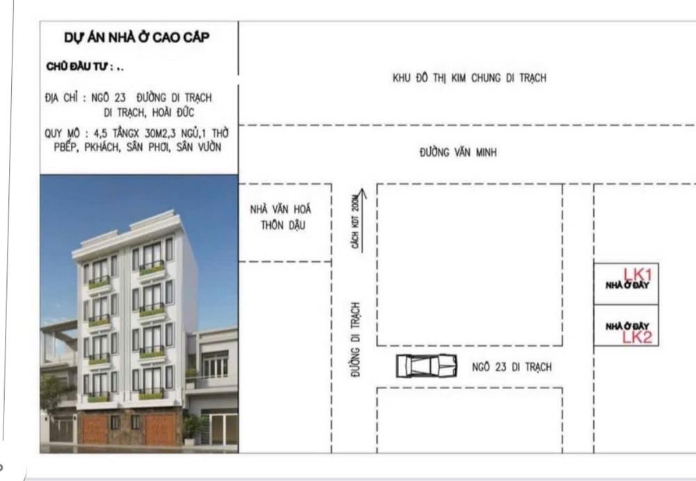 NHÀ CHÍNH CHỦ ĐẸP THUỘC DỰ ÁN NHÀ Ở CAO CẤP - GIÁ TỐT TẠI Di Trạch, Hoài Đức, TPHN2091202