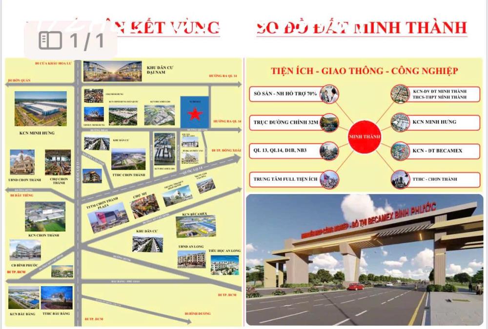 Bán đất KCN Becmaex Bình Phước Đừờng DH01. Phường Minh Thành, Kp5, Thị xã Chơn Thành, Tỉnh Bình Phước2087305