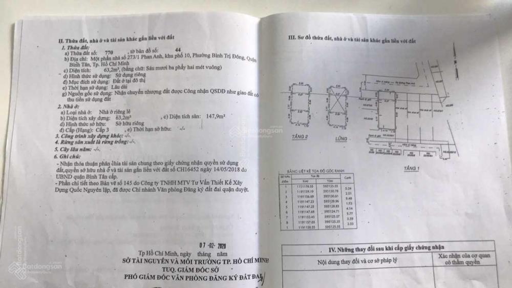 Bán nhà 3 lầu và kho sản xuất đường Phan Anh 321m2 giá 22,5 tỷ đã tách ra 5 sổ2080630