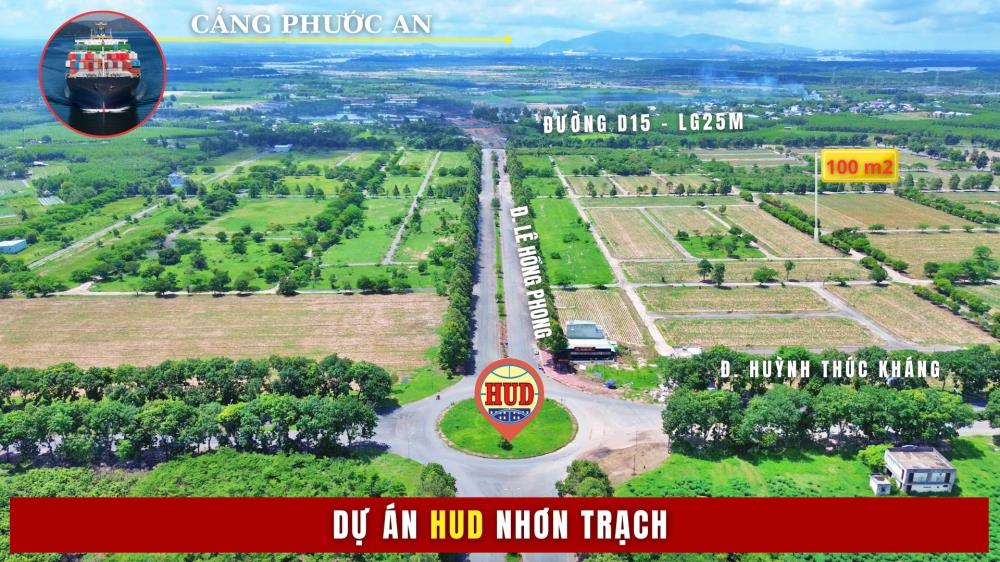 Cần bán nhanh đất nền khu Hud Nhơn Trạch DT100m2 Mặt tiền đường 20m Giá Tốt2079193