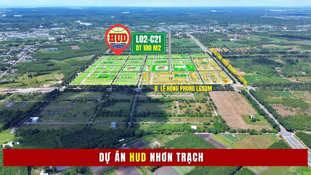 Cần bán nhanh đất nền khu Hud Nhơn Trạch DT100m2 Mặt tiền đường 20m Giá Tốt2079195