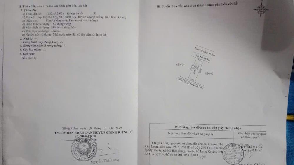 Chính Chủ Cần Bán Nhanh Nền Thổ Cư Tại  Xã Thạnh Lộc, Huyện Giồng Riềng, Kiên Giang2124834