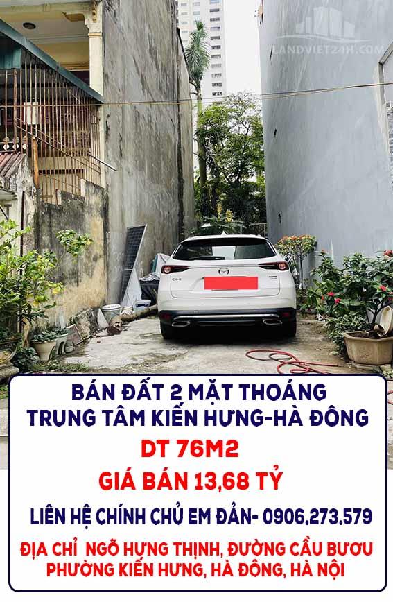 CHÍNH CHỦ BÁN ĐẤT 2 MẶT THOÁNG TRUNG TÂM KIẾN HƯNG-HÀ ĐÔNG2112578