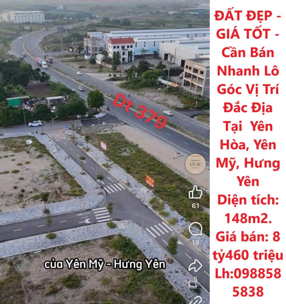 ĐẤT ĐẸP - GIÁ TỐT - Cần Bán Nhanh Lô Góc Vị Trí Đắc Địa Tại  Yên Hòa, Yên Mỹ, Hưng Yên2148257