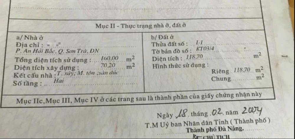 Bán nhà 2 tầng 2 mặt tiền Đường Phan Bôi, An Hải Bắc,  Sơn Trà,   Đà Nẵng.2086690