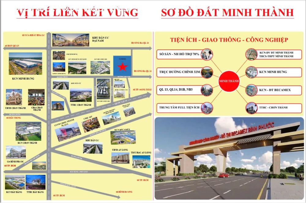 Bán Đất sổ Sẵn Ngay KCN Becamex Bình Phước Giá Chỉ 960 Nghìn/m2.Đừờng DH01. Phường Minh Thành, Kp5, Thị xã Chơn Thành, Tỉnh Bình Phước2086971