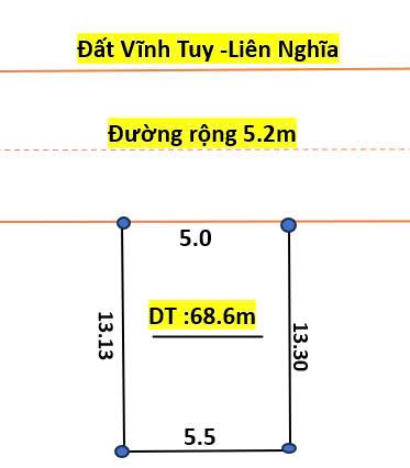 Bán đât vĩnh tuy liên nghĩa  thông số đẹp không tỳ vết diện tích 68.6m nở hậu giá đầu tư2079165