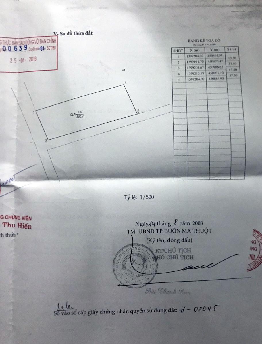 Bán Đất 2 mặt tiền hẻm Mai Thị Lựu - Tp BMT. Dt 5x21m. Giá chỉ 440 triệu2100545