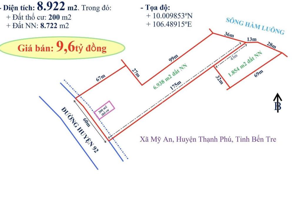 Bán gấp 8.922m2 đất (có 200m2 thổ cư) Huyện Thạnh Phú, Tỉnh Bến Tre giá siêu rẽ 0939 372 658 Hiếu)2091940