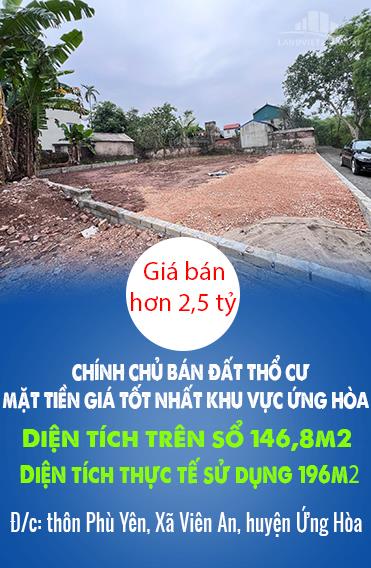 CHÍNH CHỦ BÁN ĐẤT THỔ CƯ MẶT TIỀN GIÁ TỐT NHẤT KHU VỰC ỨNG HÒA2145507