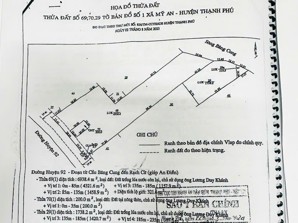 Bán gấp 8.922m2 đất (có 200m2 thổ cư) Huyện Thạnh Phú, Tỉnh Bến Tre giá siêu rẽ 0939 372 658 Hiếu)2091941