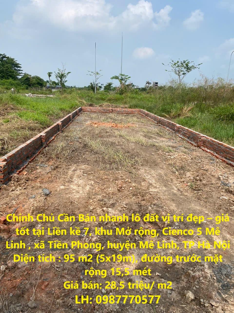 Chính Chủ Cần Bán nhanh lô đất vị trí đẹp – giá tốt  tại Cienco 5  huyện Mê Linh, TP Hà Nội2121711