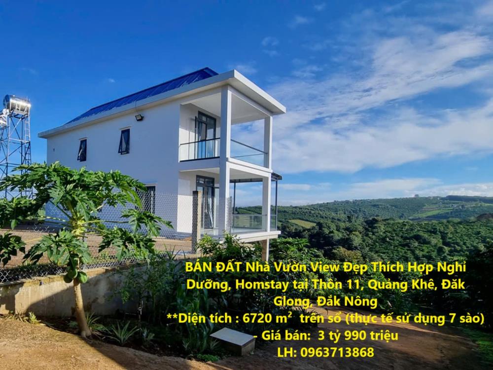 BÁN ĐẤT Nhà Vườn View Đẹp Thích Hợp Nghỉ Dưỡng, Homstay tại Thôn 11, Quảng Khê, Đăk Glong, Đắk Nông2129176