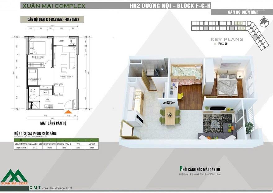 Cho thuê chung cư 1 + 1PN 1WC 49m2 tầng thấp view nội khu Xuân Mai Complex, Tố Hữu, Phường Yên Nghĩa, Hà Đông, Hà Nội2150771