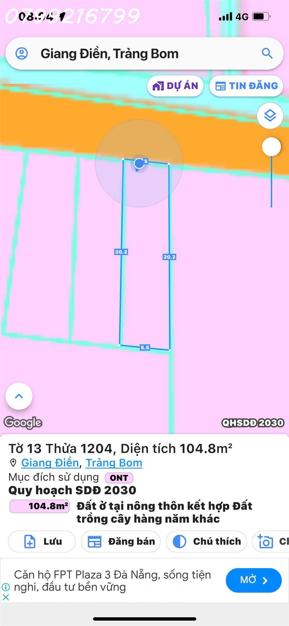 Giang điền Trảng Bom Đồng Nai sổ riêng thổ cư mặt tiền đường nhựa thông . Gía bán 1 tỷ , lh 0799 216 799 em Trinh.2151925