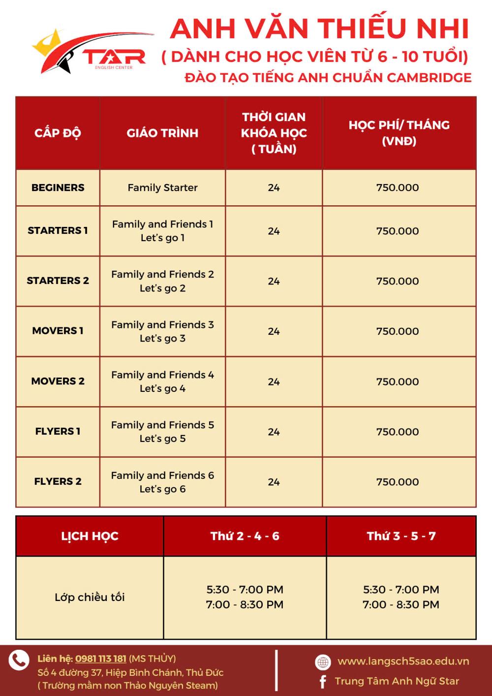 HỆ THỐNG ANH NGỮ STAR KHAI TRƯƠNG - CHI NHÁNH HIỆP BÌNH CHÁNH - Tp Thủ Đức - HCM2200662