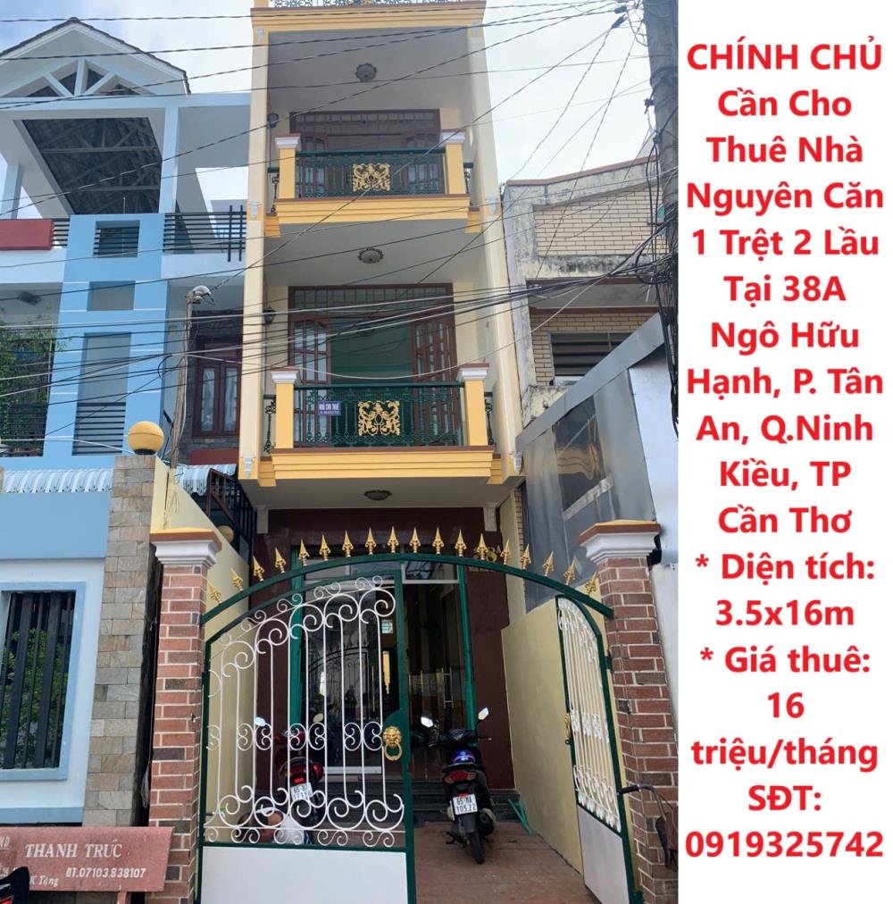 CHÍNH CHỦ Cần Cho Thuê Nhà Nguyên Căn 1 Trệt 2 Lầu Tại Phường Tân An, Q. Ninh Kiều, TP Cần Thơ2135536