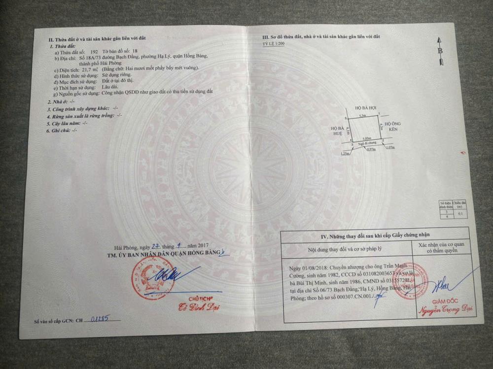 Chính chủ bán nhà 18/73 Bạch Đằng - Thượng Lý (Hạ Lý Cũ)- Hồng Bàng - Hải Phòng.2597270