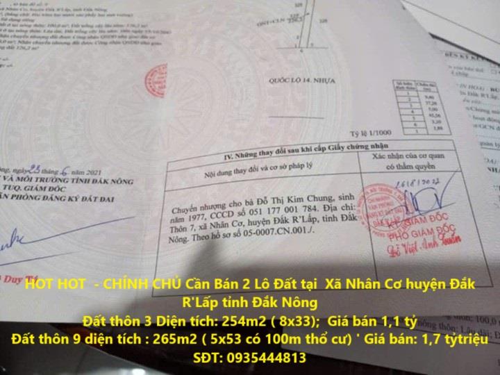HOT HOT  - CHÍNH CHỦ Cần Bán 2 Lô Đất tại  Xã Nhân Cơ huyện Đắk R'Lấp tỉnh Đắk Nông2314812