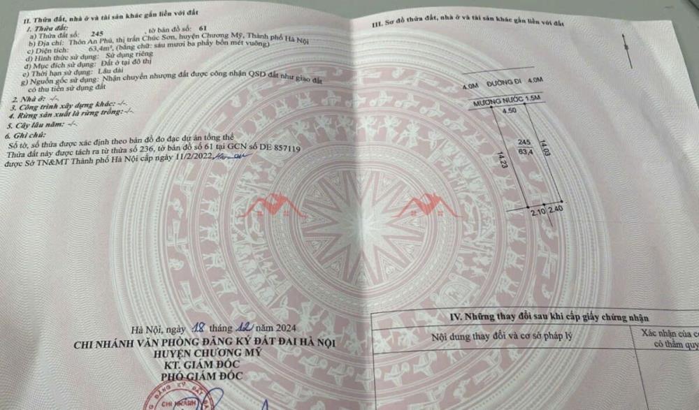 CHÍNH CHỦ BÁN LÔ ĐẤT 63,4M TẠI TT CHÚC SƠN-CHƯƠNG MỸ-HÀ NỘI2623155
