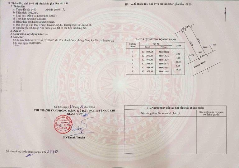CHÍNH CHỦ CẦN BÁN LÔ ĐẤT TẠI XÃ TÂN PHÚ TRUNG - HUYỆN CỦ CHI- TP HỒ CHÍ MINH2424591