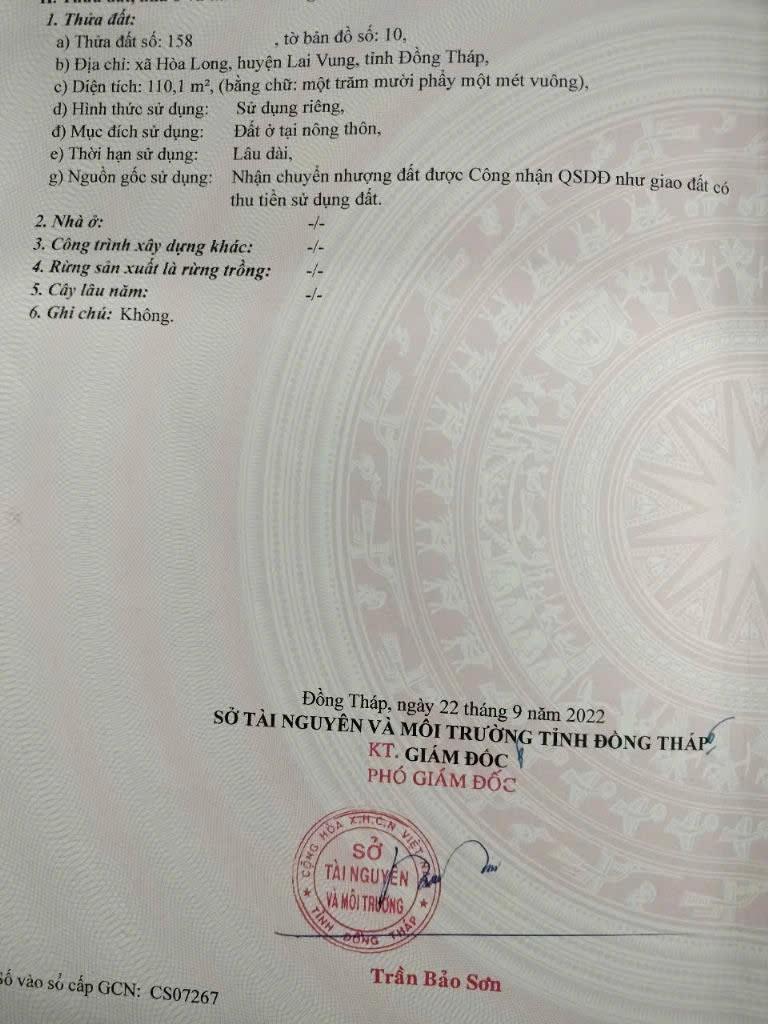 LÔ ĐẤT VỊ TRÍ ĐẸP - ĐẦU TƯ SINH LỜI - Cần Bán Đất Xã Hòa Long, Lai Vung, Đồng Tháp2619647