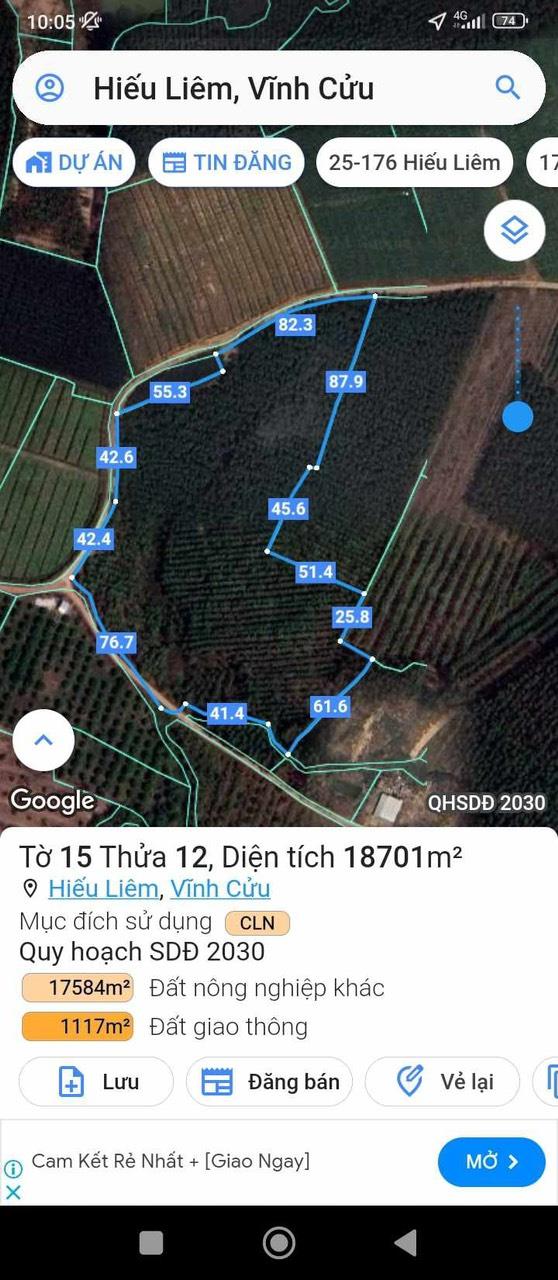 CHÍNH CHỦ CẦN BÁN GẤP LÔ ĐẤT 2,66 HA ĐẤT XÃ TẠI HIẾU LIÊM  - H. VĨNH CỬU - ĐỒNG NAI.2573485