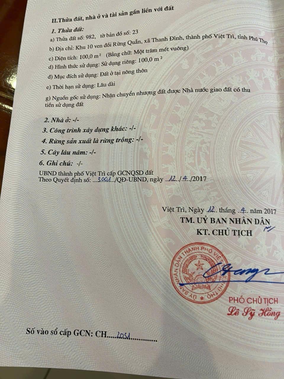 Đất đẹp- giá tốt cần bán nhanh lô đất vị trí đẹp - giá đầu tư tại TP Việt Trì, tỉnh Phú Thọ2577033