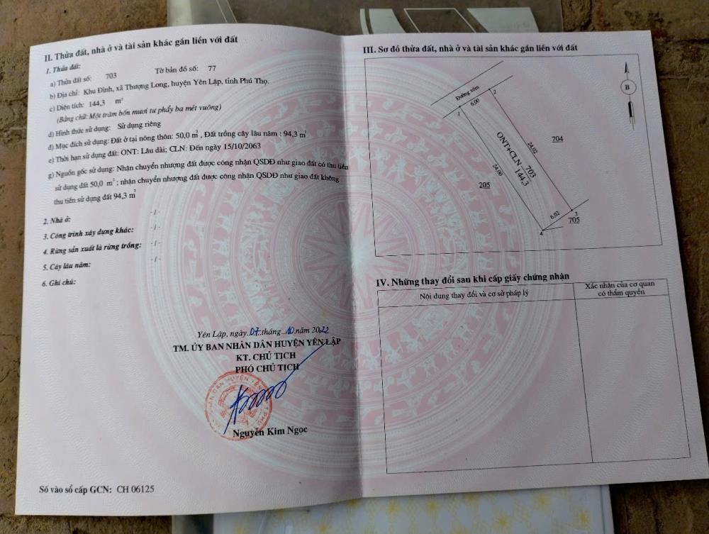 Gia đình không có nhu cầu sử dụng cần bán lô đất Tại Khu Đình – Xã Thượng Long – Yên Lập – Phú Thọ.2618864