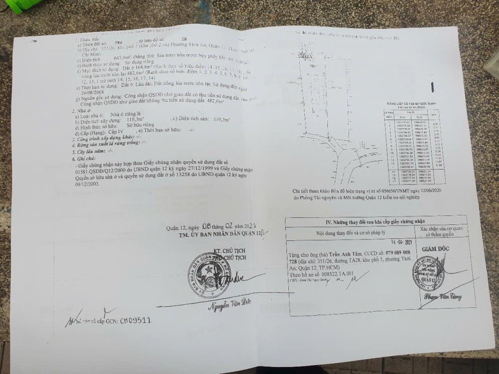 Bán Lô Đất 1277m2 (có 647m2 thổ cư) Giá 43 Tỷ - Đường TA20, Phường Thới An, Q12, HCM2477993