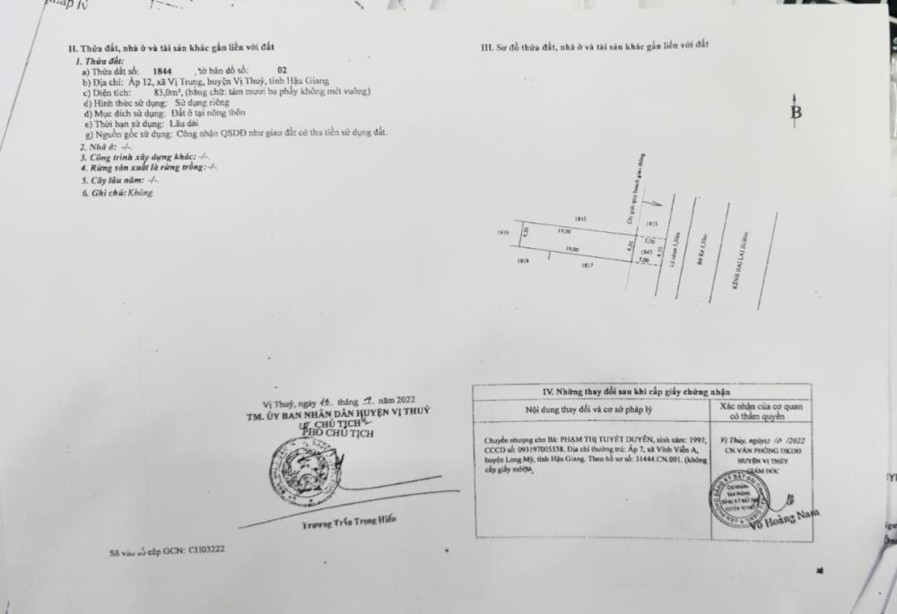 Cần bán gấp nhà và nhà tại chợ Vị Trung, huyện Vị Thuỷ, tỉnh Hậu Giang (có 83m thổ cư). Giá: 1tỷ2413013