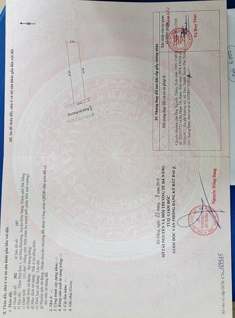 Bán lô siêu đẹp sát trường tiêu học DT 131m, đường 7,5m. Thôn Phú Sơn 1-Hòa Khương-Hòa Vang-TP Đà Nẵng.2566999