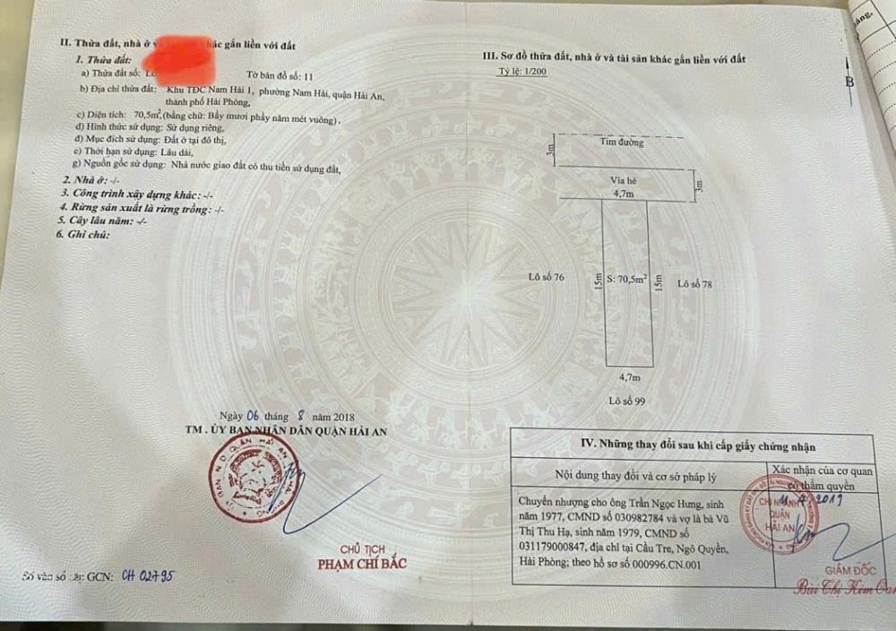 Chính chủ gửi bán Tái Định Cư siêu đẹp tại  Nam Hải 1, phường Nam Hải, Hải An2404526