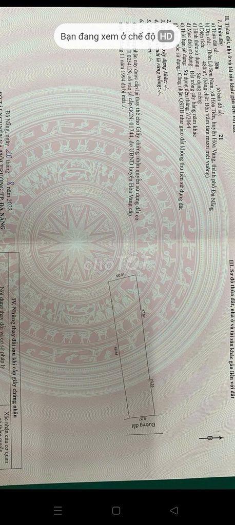 Cần chuyển nhượng lô đất trồng cây - Sổ đỏ chính chủ-Hoà Tiến- Đà Nẵng2611703