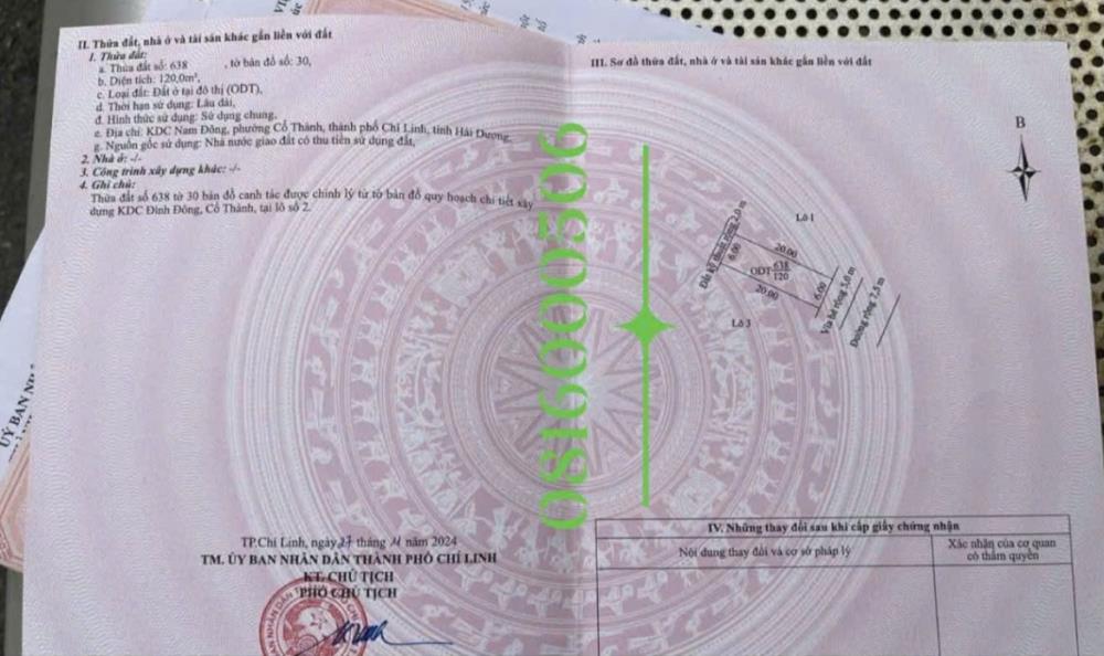 Bán lô đất đẹp -Vị trí đẹp tại Phường Cổ Thành -TP Chí Linh -Hải Dương2568789