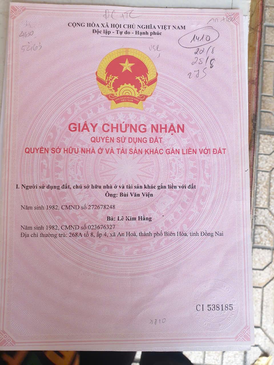 Bán 378.4m2 Nhà Đất Chính Chủ 2 Mặt Tiền Đường Nhựa Nguyễn Trung Trực, KP4, P.An Hòa, Biên Hòa2348681