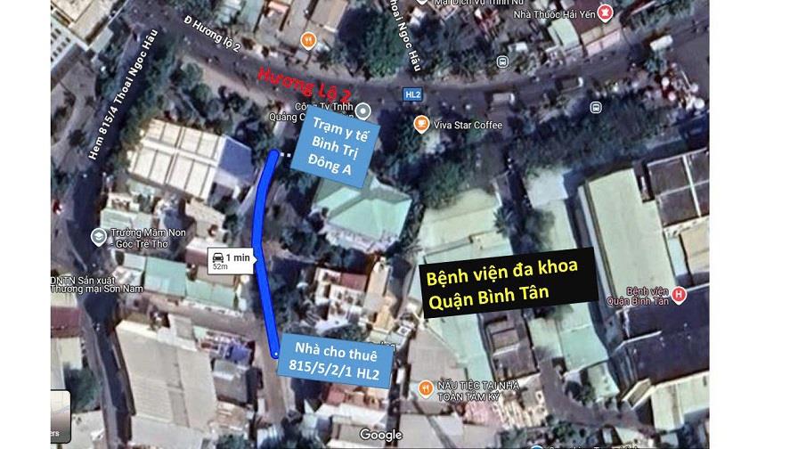 Chính chủ cần cho thuê Nhà 2 tầng 3 mặt tiền hẻm xe tải 1 sẹc cách Hương Lộ 2 khoảng 50m2432521