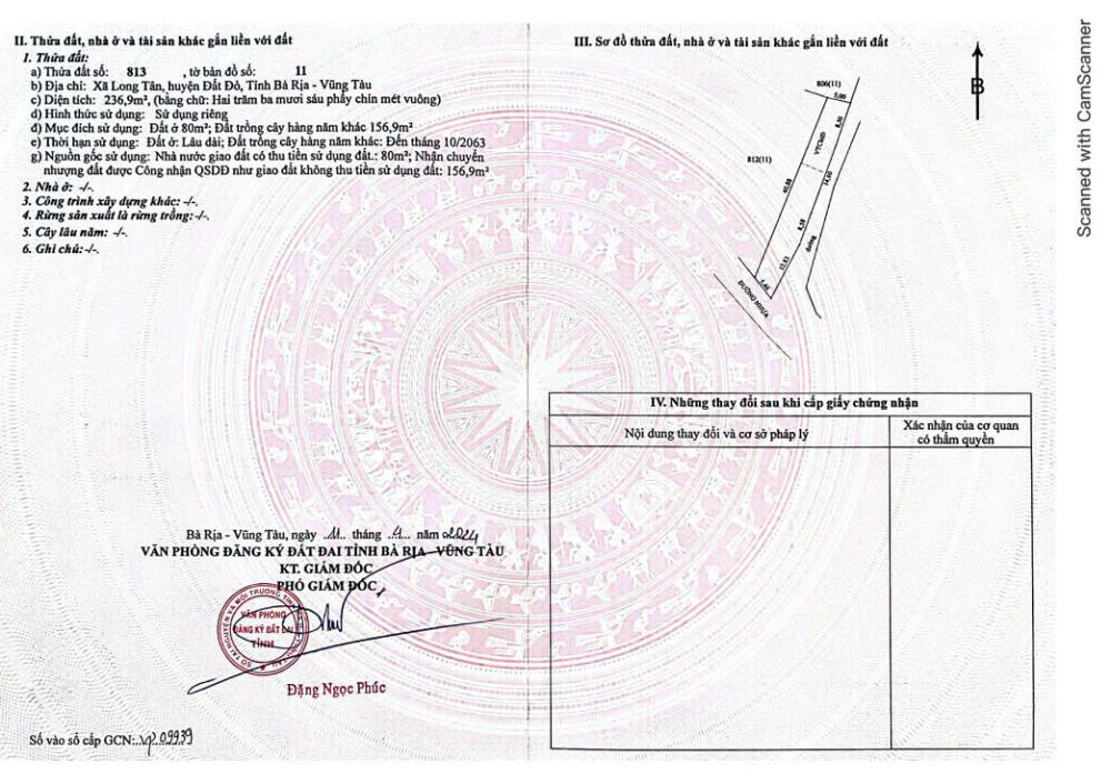 BÁN LÔ ĐẤT GIÁ TỐT – XÃ LONG TÂN, ĐẤT ĐỎ, BÀ RỊA - VŨNG TÀU2614477