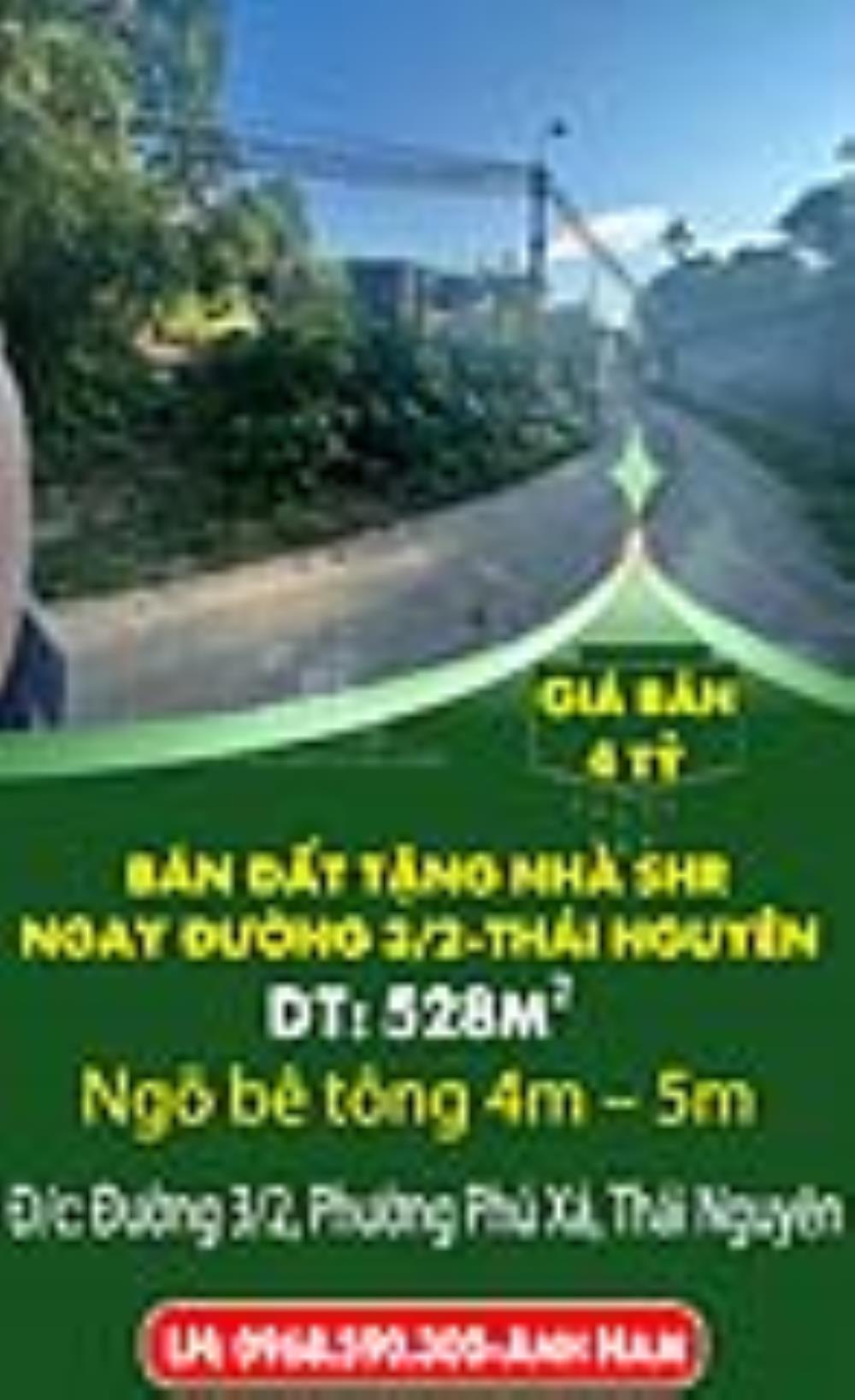 CHÍNH CHỦ BÁN ĐẤT TẶNG NHÀ SHR NGAY ĐƯỜNG 3/2-THÁI NGUYÊN2415173