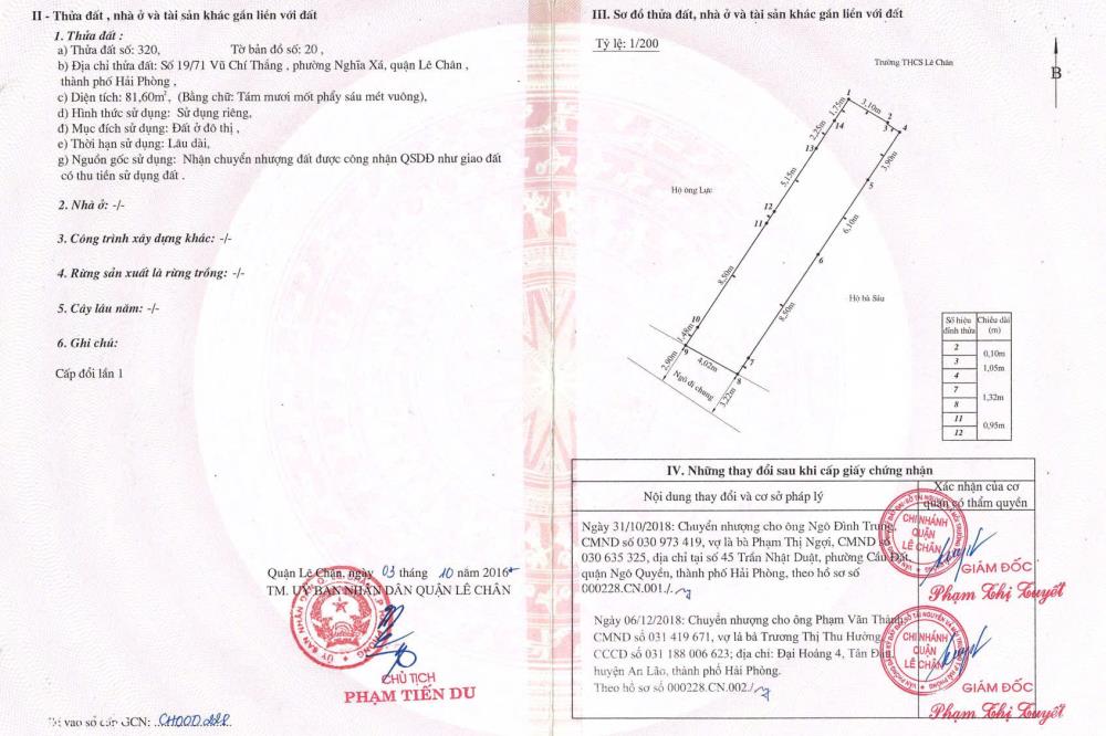 Cần Bán Nhà Số 19/71 Vũ Chí Thắng -An Dương -Lê Chân - Hải Phòng2558248