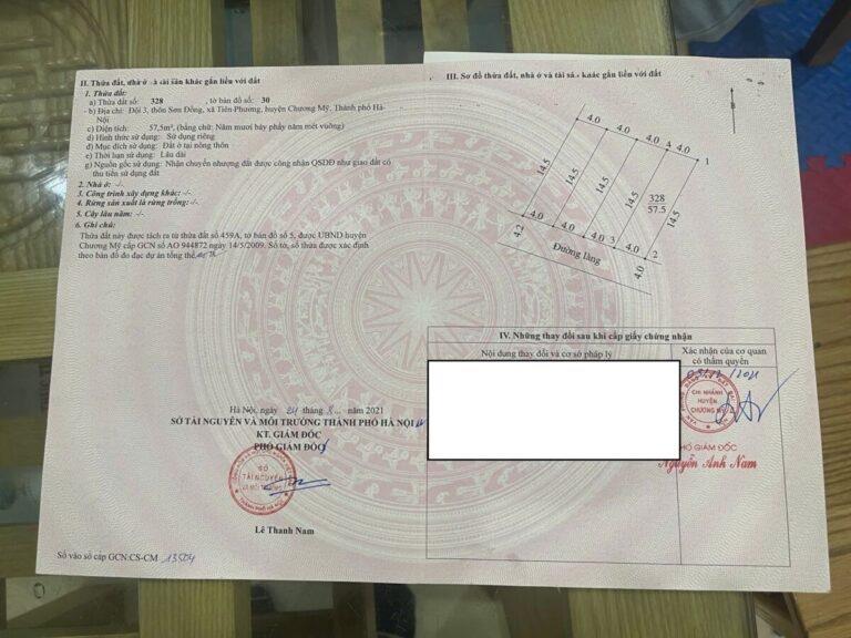 CHÍNH CHỦ BÁN LÔ ĐẤT 57,5M TẠI TIÊN PHƯƠNG-GIÁP TT CHÚC SƠN-CHƯƠNG MỸ2613207