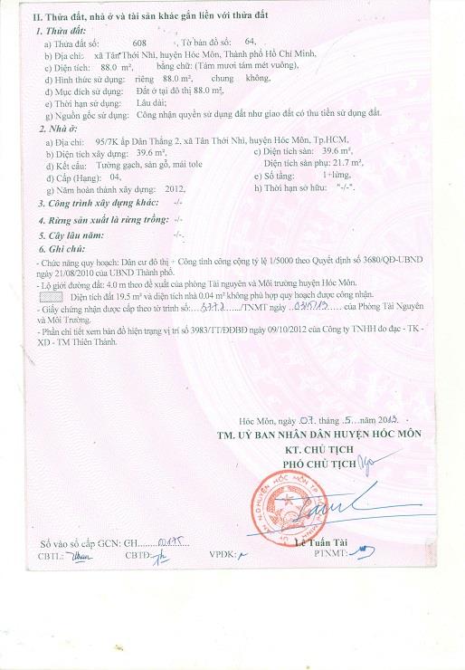 Chính Chủ Bán Nhanh Nhà Cấp 4 tại Hóc Môn, TP Hồ Chí Minh2530245