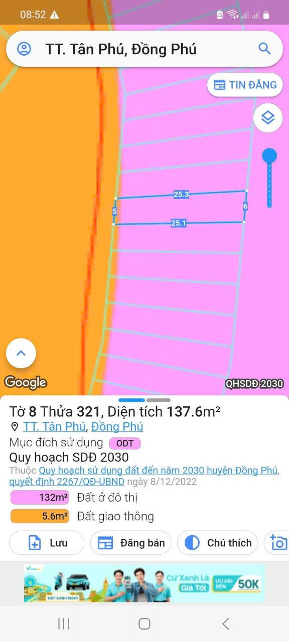 CHÍNH CHỦ CẦN BÁN LÔ ĐẤT VỊ TRÍ ĐẸP TẠI THỊ TRẤN TÂN PHÚ - ĐỒNG PHÚ  - BÌNH PHƯỚC.2562364