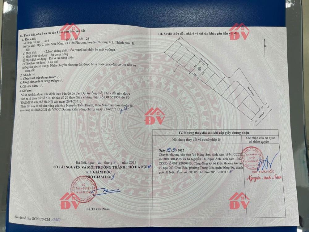 CHÍNH CHỦ BÁN LÔ ĐẤT 42,3M TẠI TIÊN PHƯƠNG-GIÁP TT CHÚC SƠN-CHƯƠNG MỸ-HÀ NỘI2620356