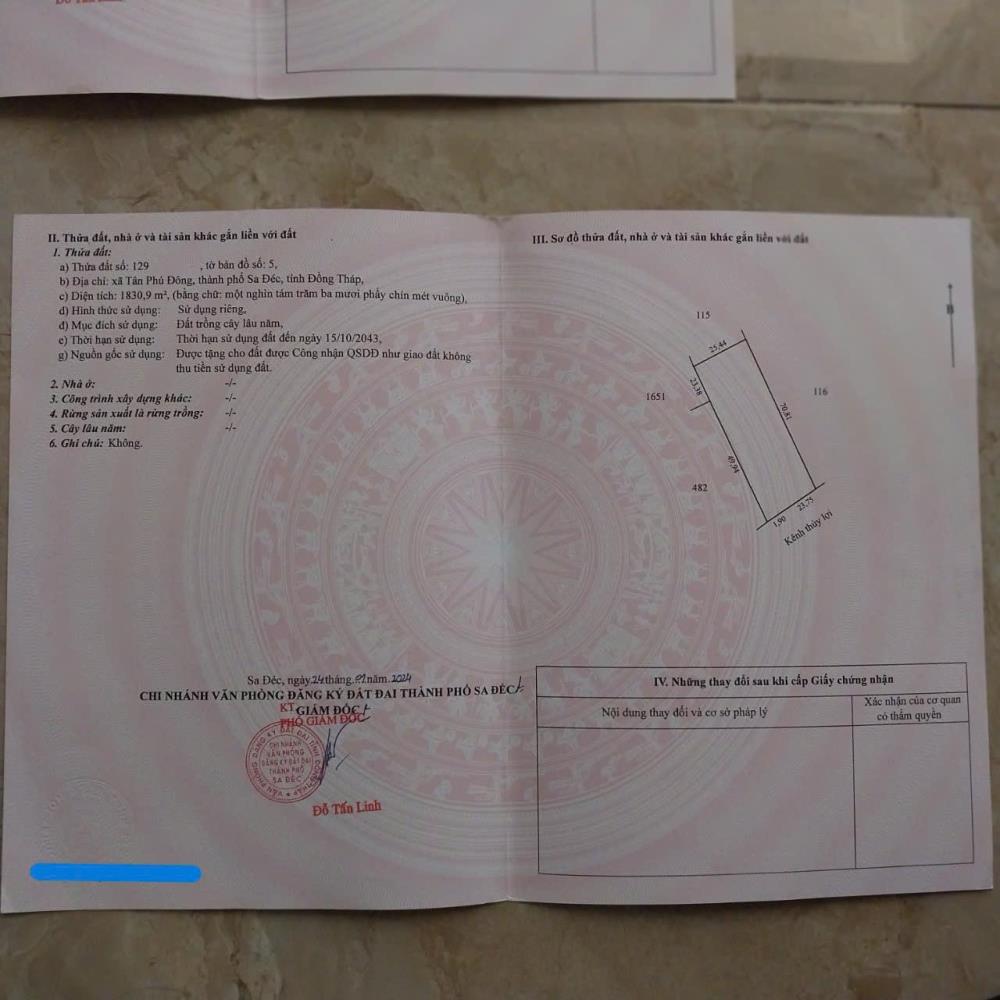 CHÍNH CHỦ Cần Bán Nhanh Đất Mặt Tiền QL80 Tại Xã Tân Phú Đông, Sa Đéc, Đồng Tháp2401921