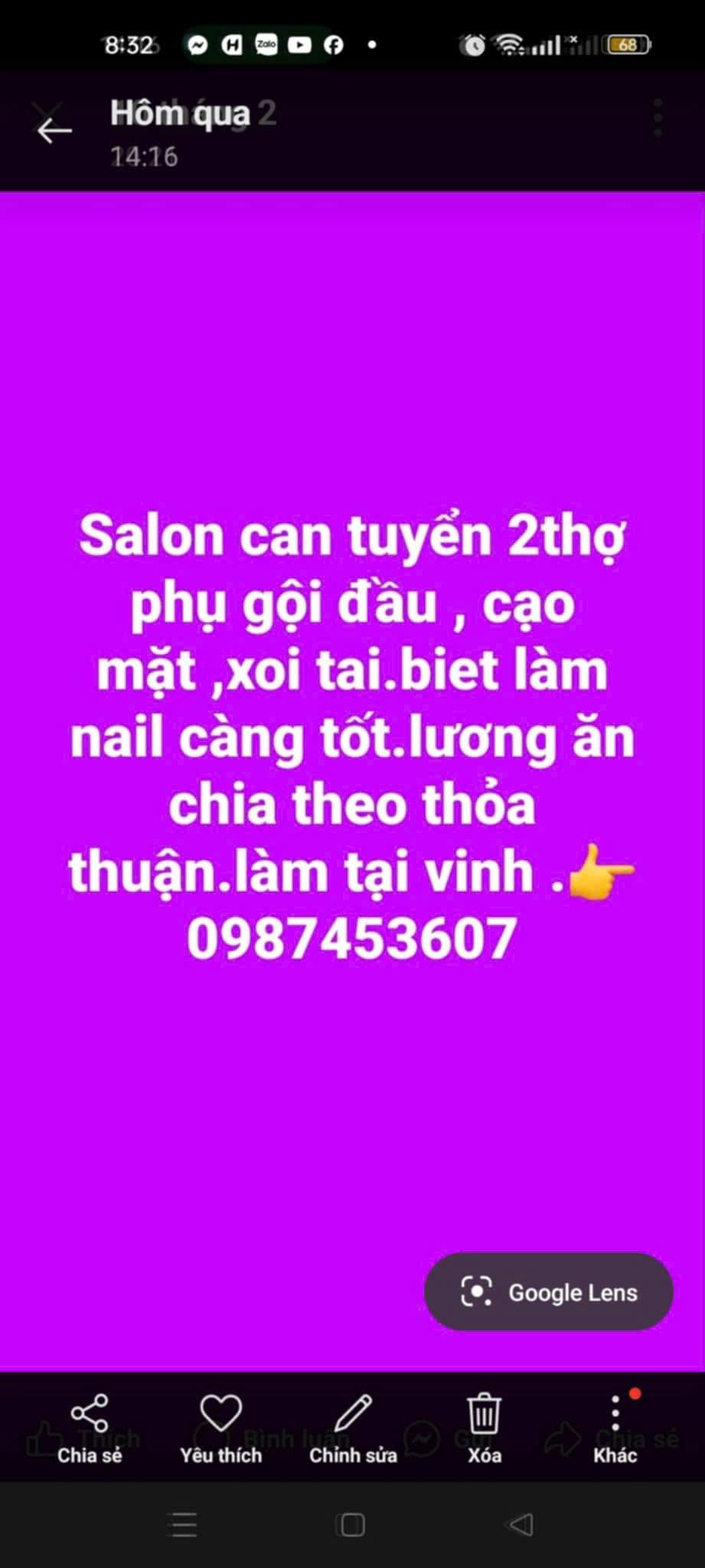 Salon tóc HƯƠNG số 48 đường Mai Lão Bạng Xóm 9 Nghi Phú Vinh Nghệ An CẦN TUYỂN:2473993