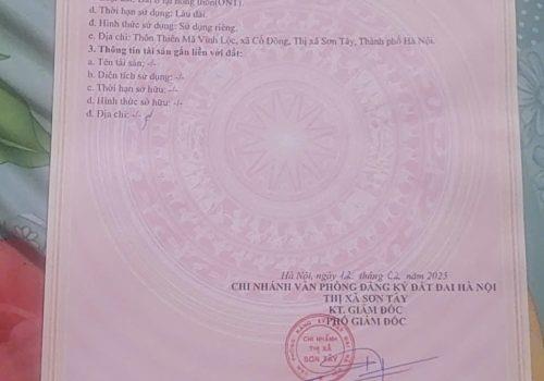 CẦN BÁN GẤP LÔ ĐẤT TẠI THÔN THIÊN MÃ VĨNH LỘC, SƠN TÂY, HÀ NỘI2418598