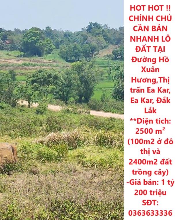 HOT HOT !! CHÍNH CHỦ CẦN BÁN NHANH LÔ ĐẤT TẠI Đường Hồ Xuân Hương,Thị trấn Ea Kar, Ea Kar, Đắk Lắk2581360