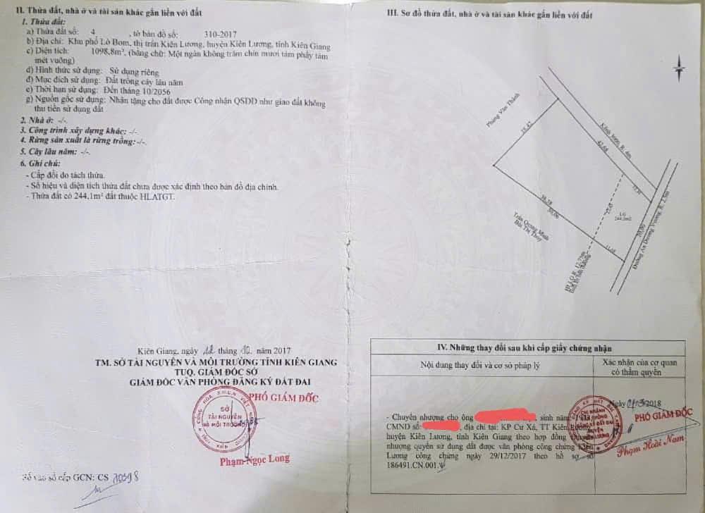 Chính chủ cần bán Nhanh Lô Đất Tại Thị Trấn Kiên Lương – Kiên Lương – Kiên Giang.2534495
